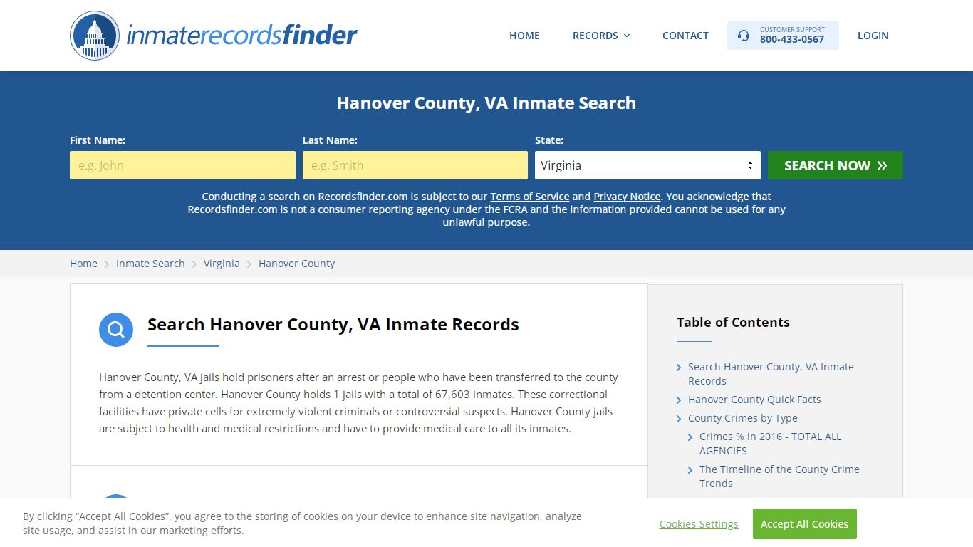 Hanover County, VA Inmate Lookup & Jail Records Online